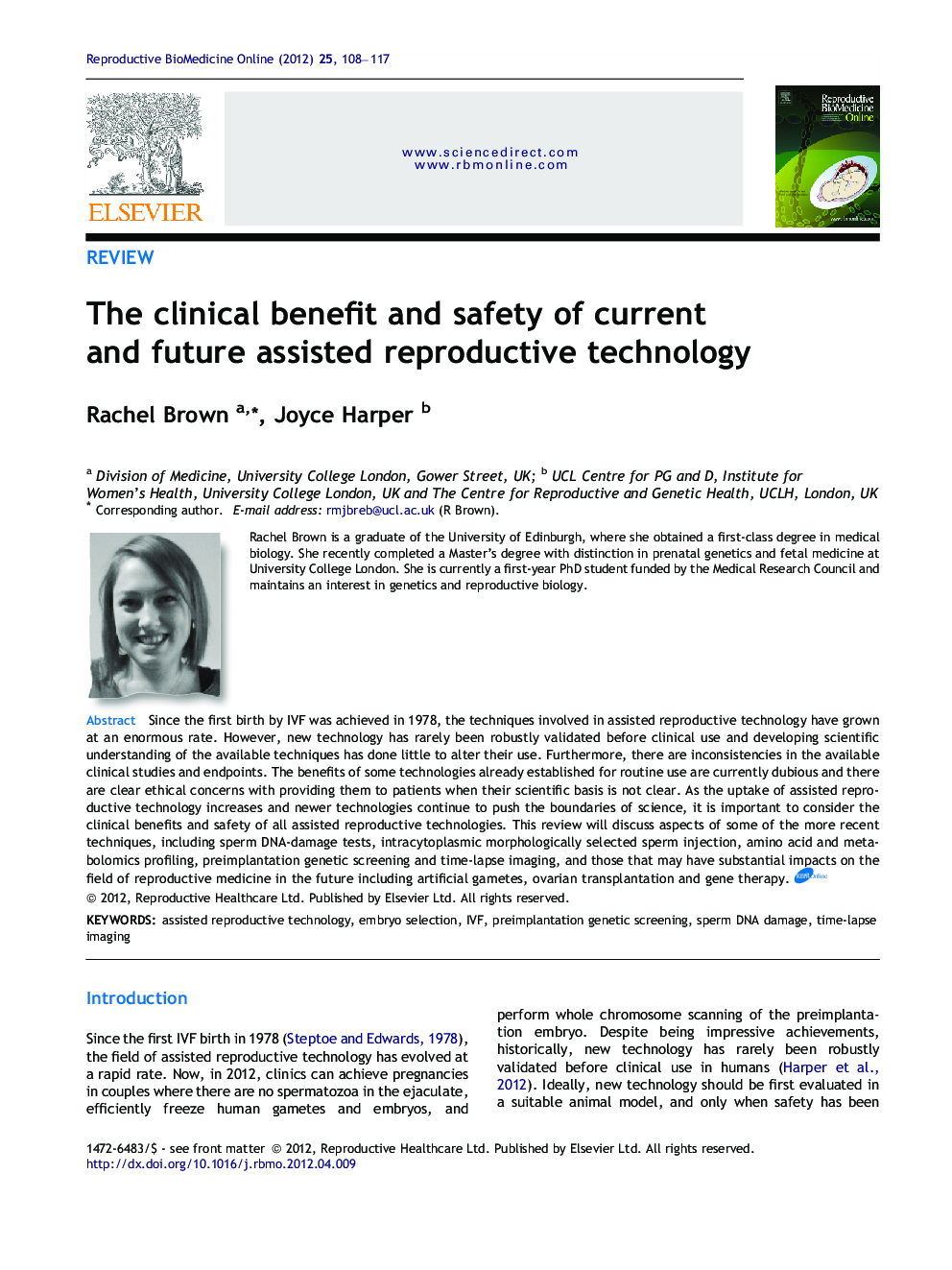 The clinical benefit and safety of current and future assisted reproductive technology 