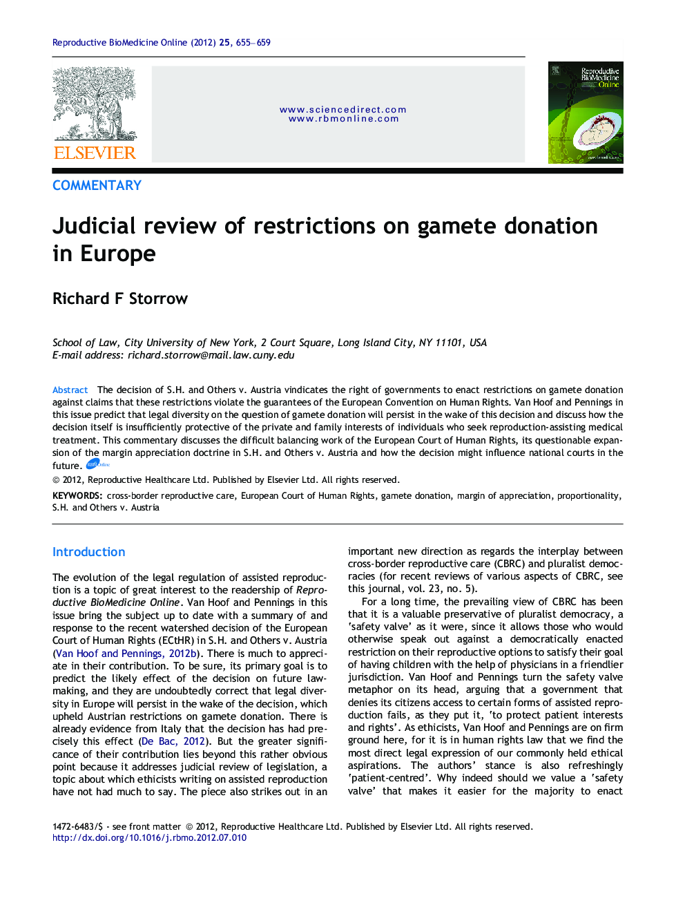 Judicial review of restrictions on gamete donation in Europe