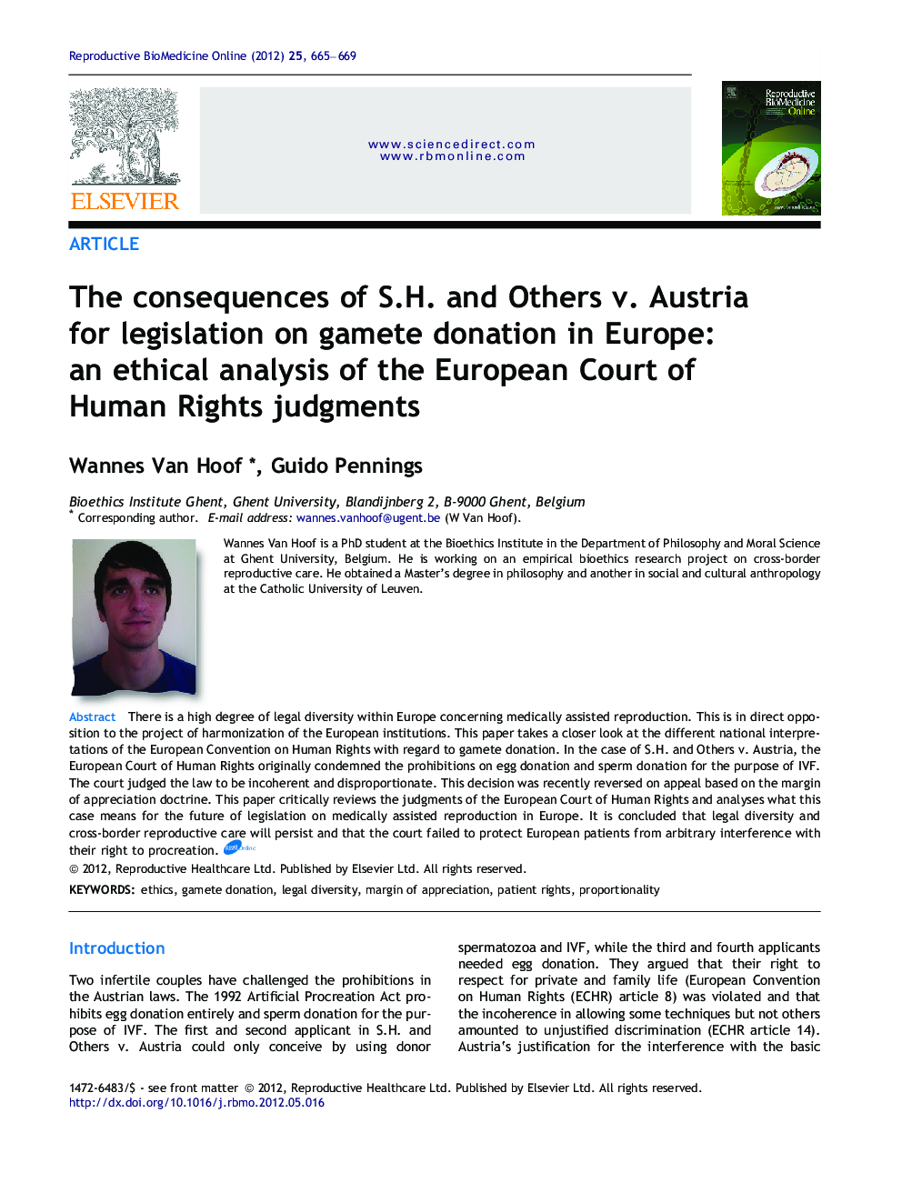 The consequences of S.H. and Others v. Austria for legislation on gamete donation in Europe: an ethical analysis of the European Court of Human Rights judgments 