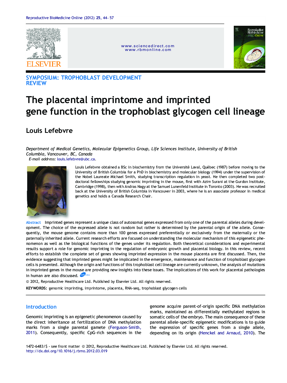 The placental imprintome and imprinted gene function in the trophoblast glycogen cell lineage 