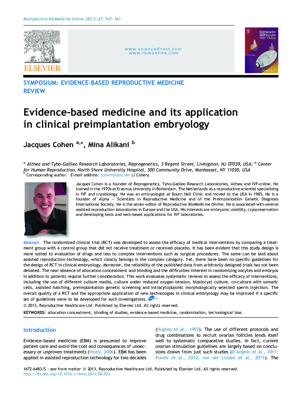 Evidence-based medicine and its application in clinical preimplantation embryology 