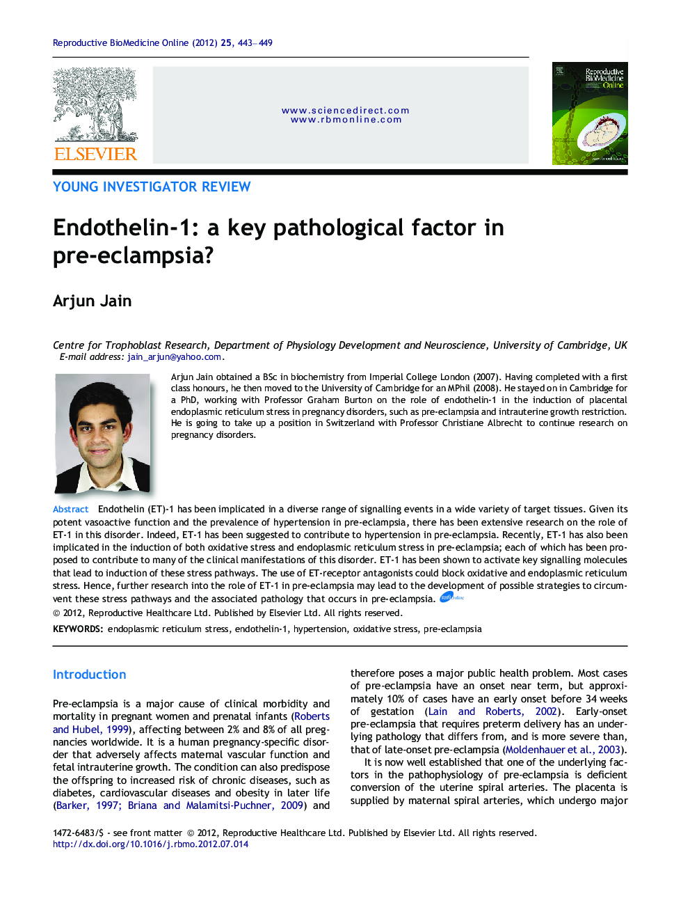 Endothelin-1: a key pathological factor in pre-eclampsia? 