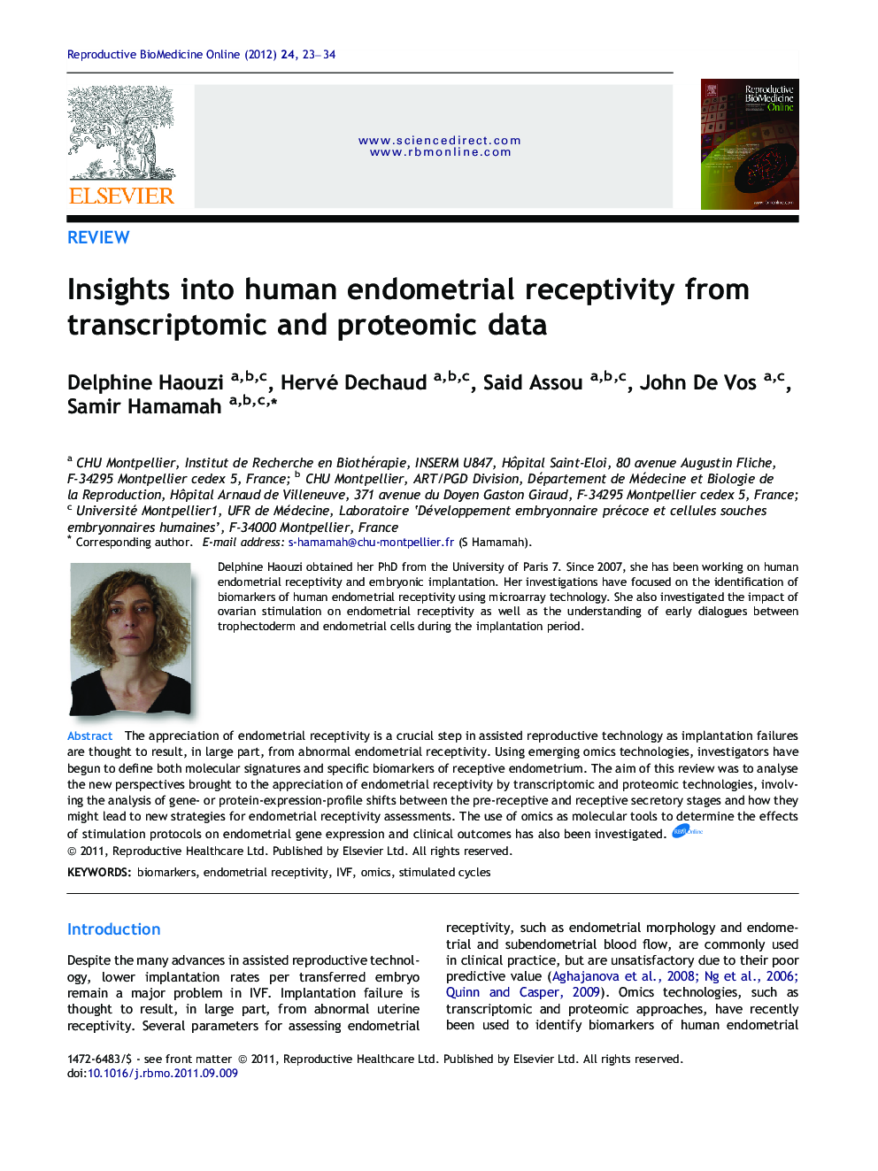 Insights into human endometrial receptivity from transcriptomic and proteomic data 