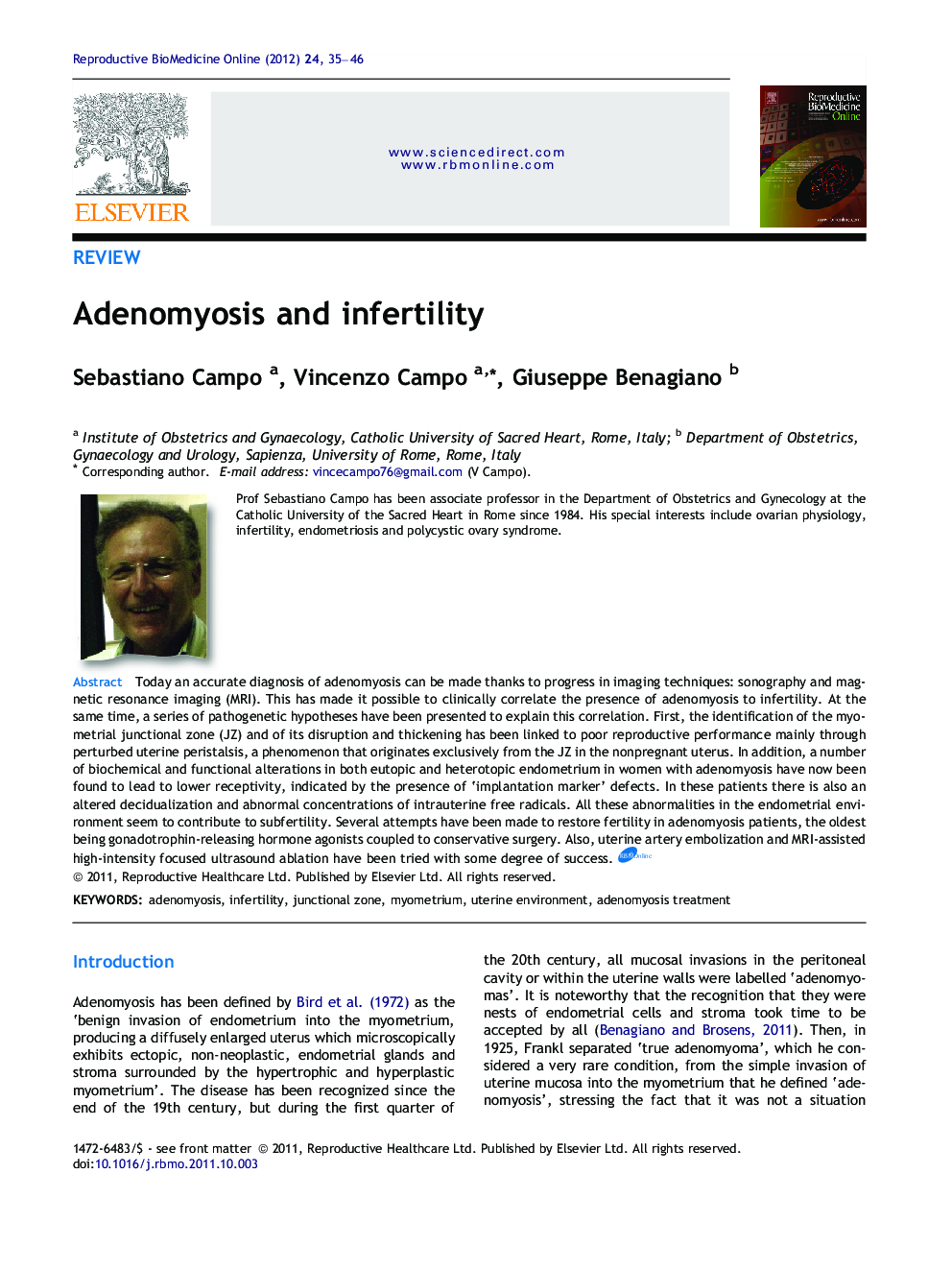 Adenomyosis and infertility 