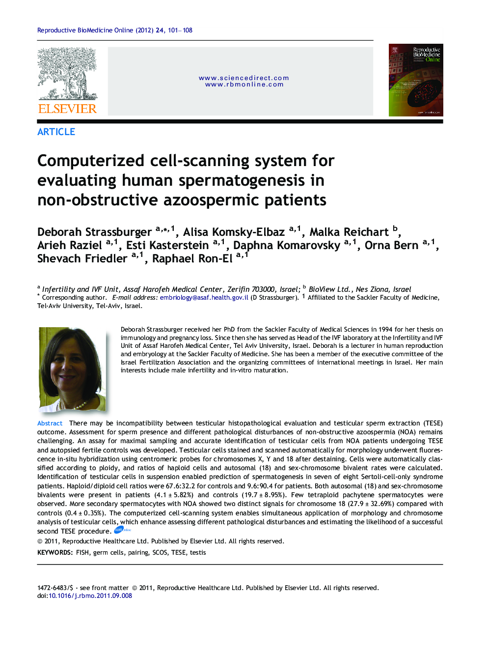 Computerized cell-scanning system for evaluating human spermatogenesis in non-obstructive azoospermic patients 