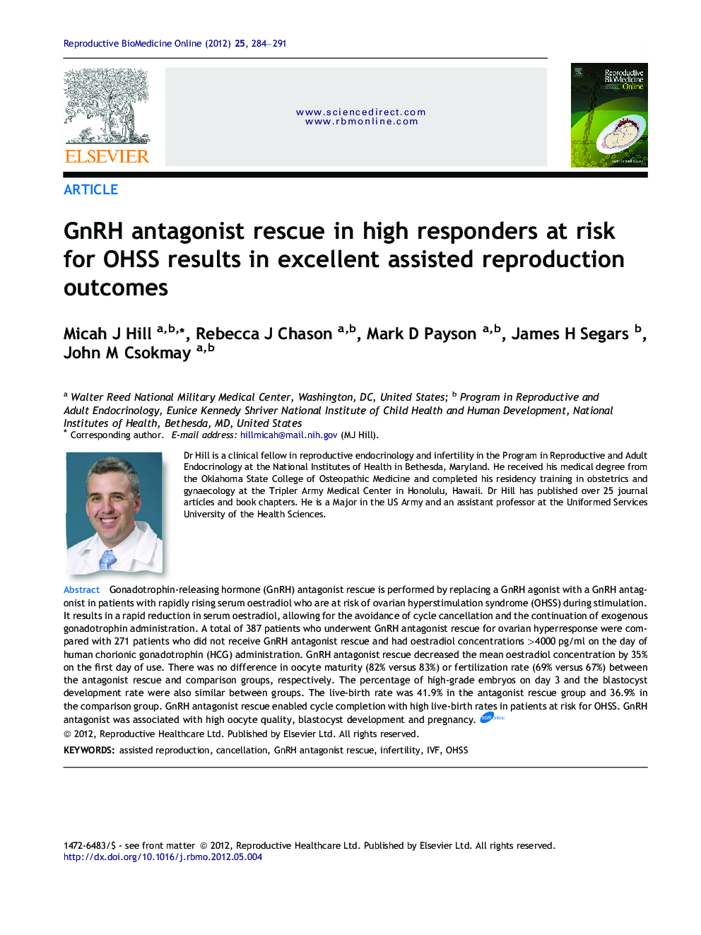 GnRH antagonist rescue in high responders at risk for OHSS results in excellent assisted reproduction outcomes 