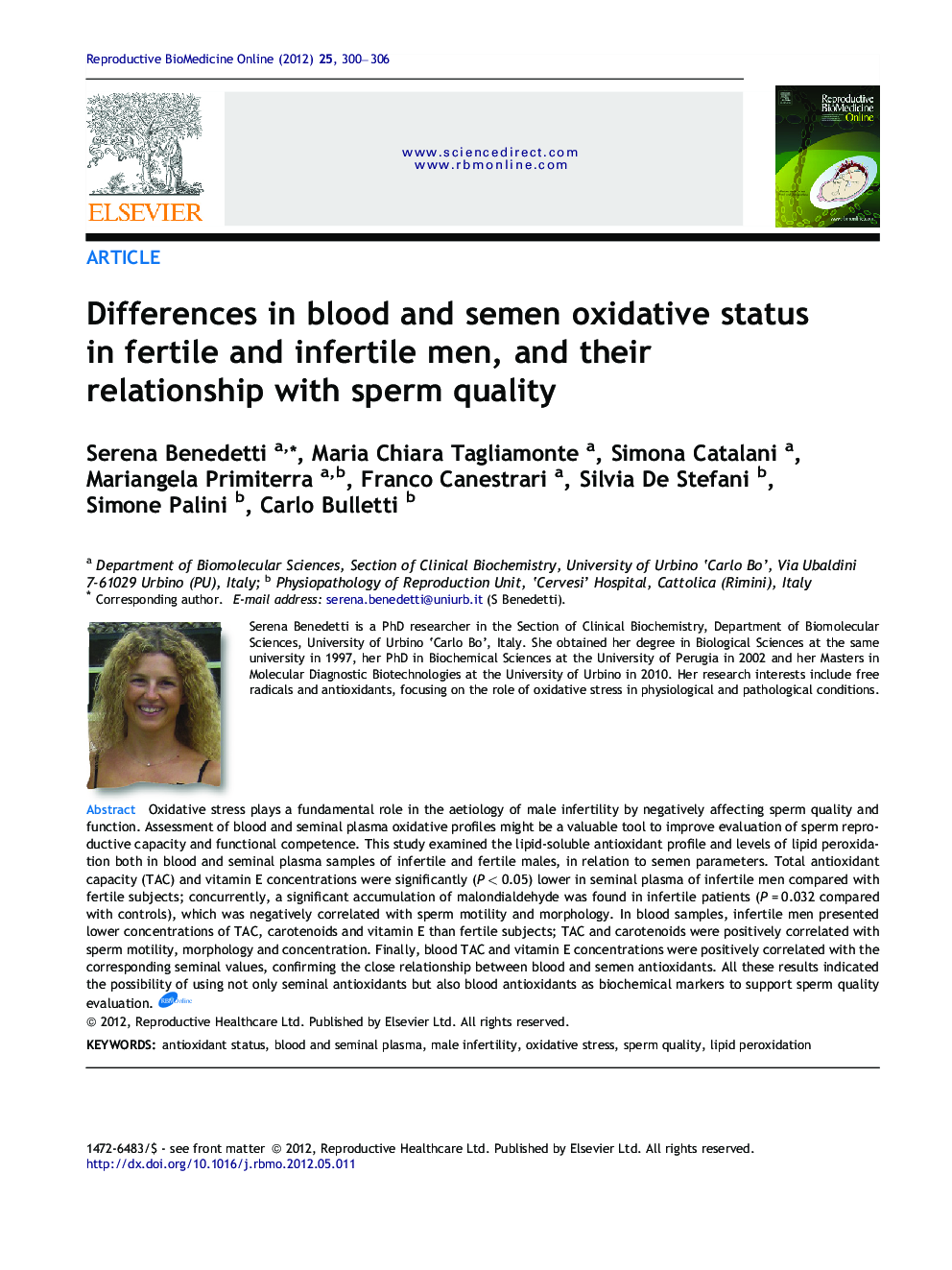 Differences in blood and semen oxidative status in fertile and infertile men, and their relationship with sperm quality 