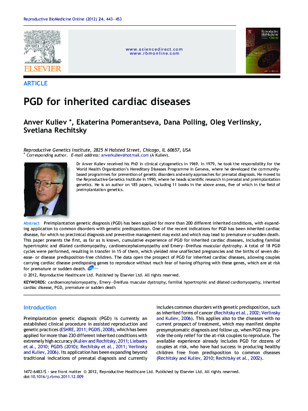 PGD for inherited cardiac diseases 