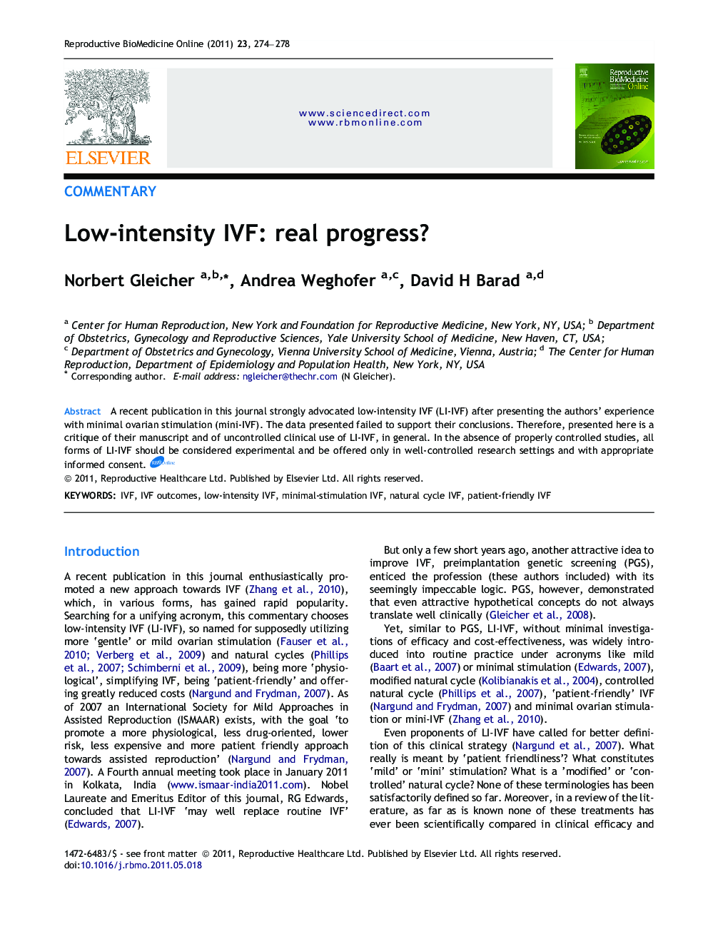 Low-intensity IVF: real progress?