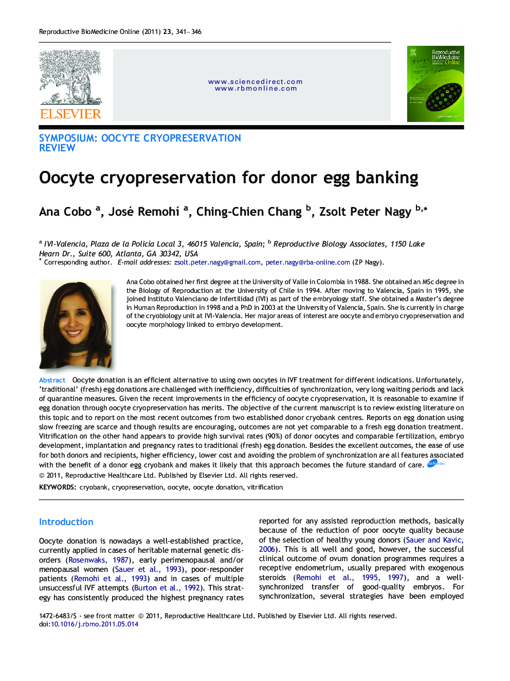 Oocyte cryopreservation for donor egg banking 