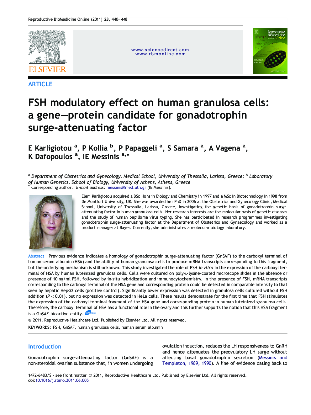 FSH modulatory effect on human granulosa cells: a gene–protein candidate for gonadotrophin surge-attenuating factor 