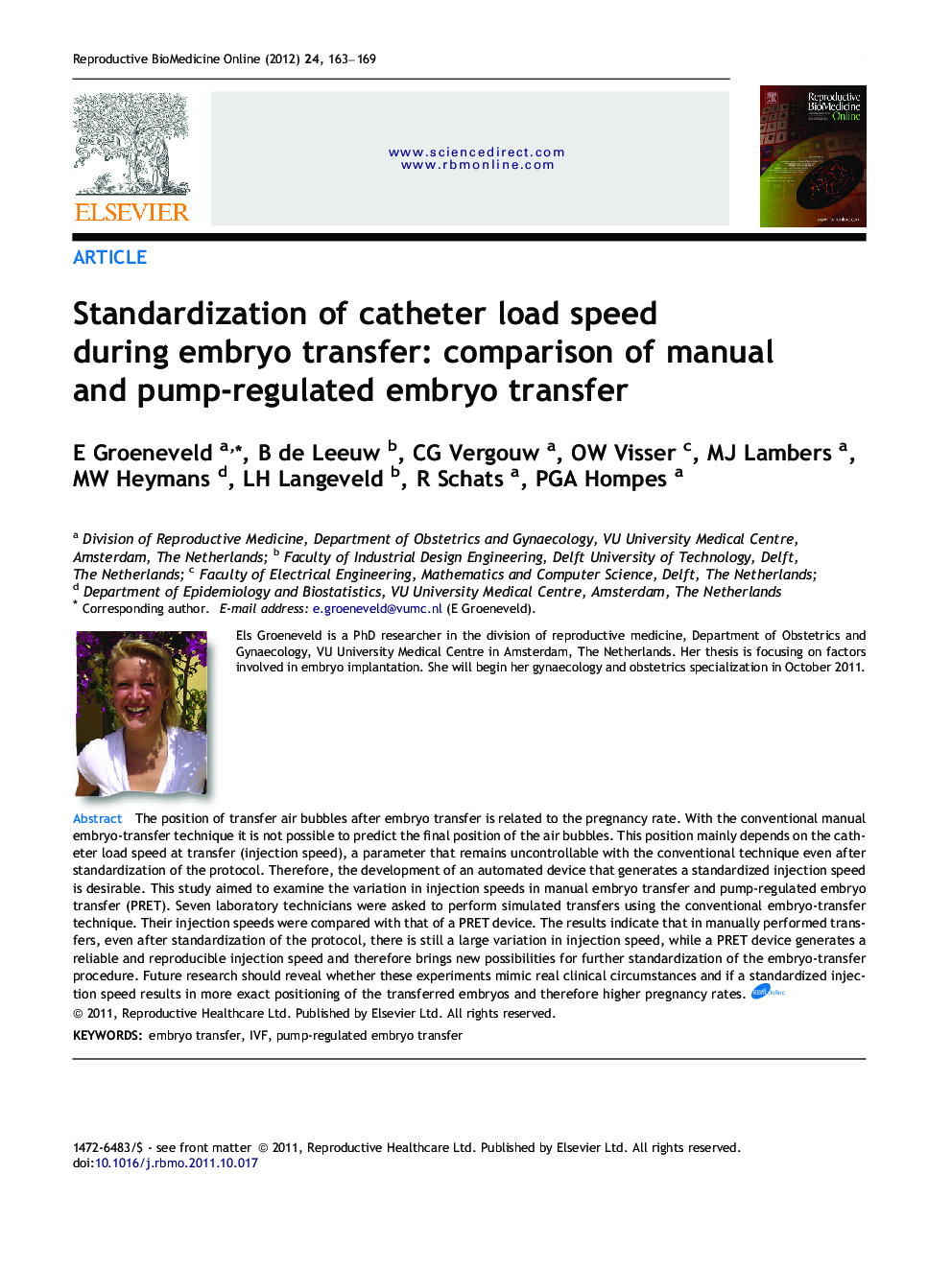 Standardization of catheter load speed during embryo transfer: comparison of manual and pump-regulated embryo transfer 