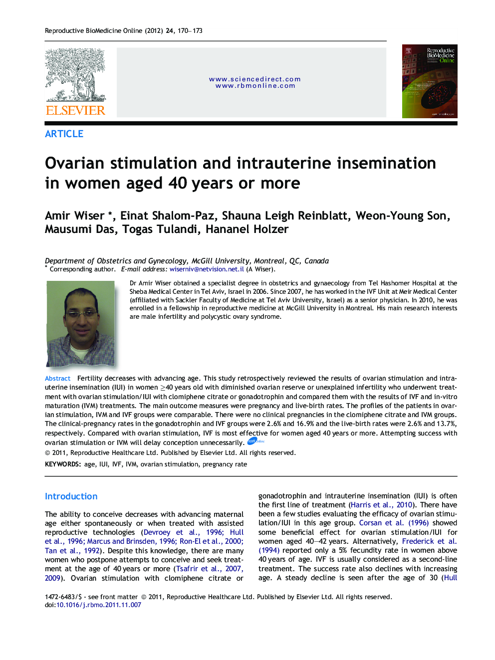 Ovarian stimulation and intrauterine insemination in women aged 40 years or more 
