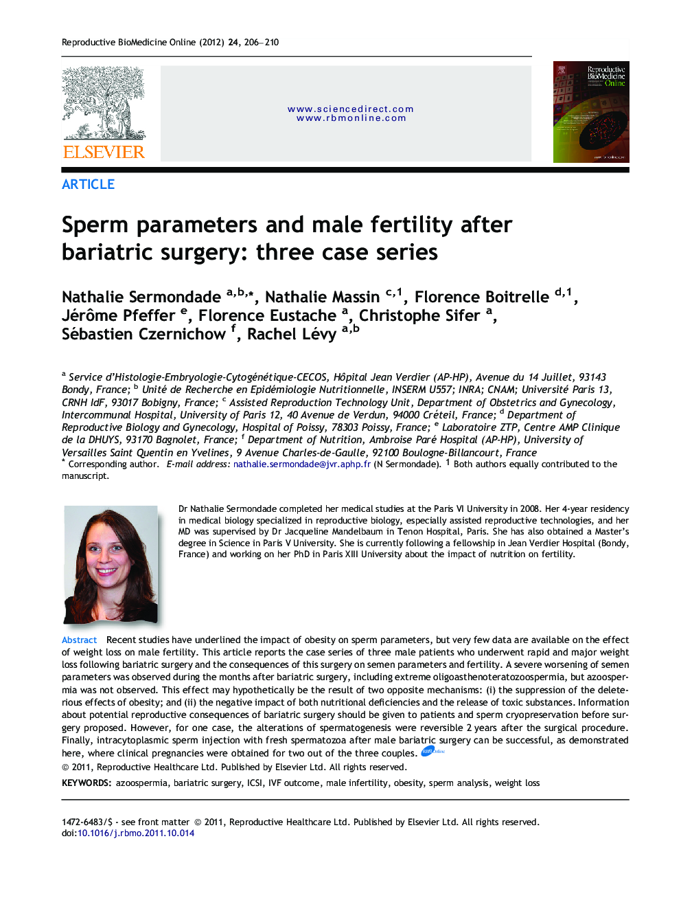 Sperm parameters and male fertility after bariatric surgery: three case series 