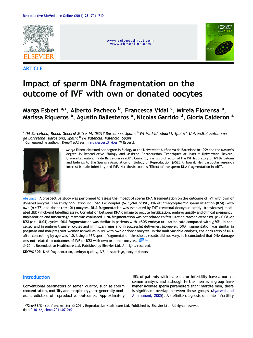 Impact of sperm DNA fragmentation on the outcome of IVF with own or donated oocytes 