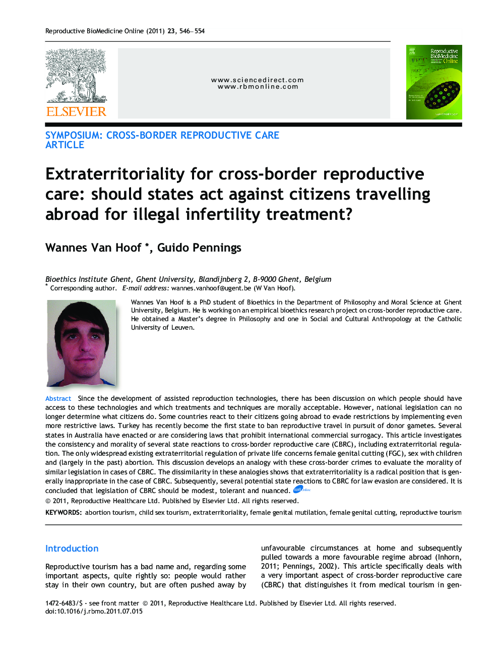 Extraterritoriality for cross-border reproductive care: should states act against citizens travelling abroad for illegal infertility treatment? 