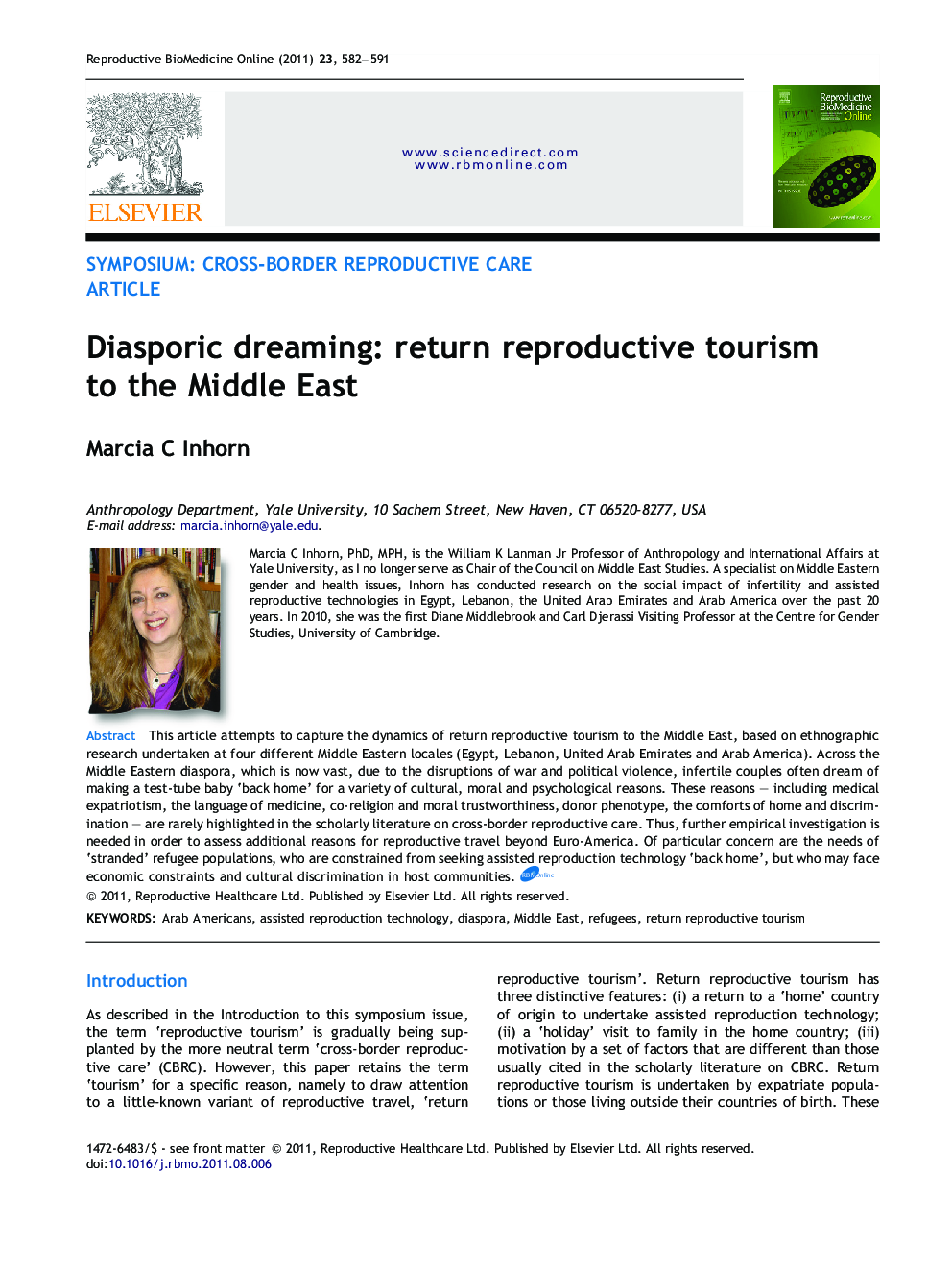 Diasporic dreaming: return reproductive tourism to the Middle East 