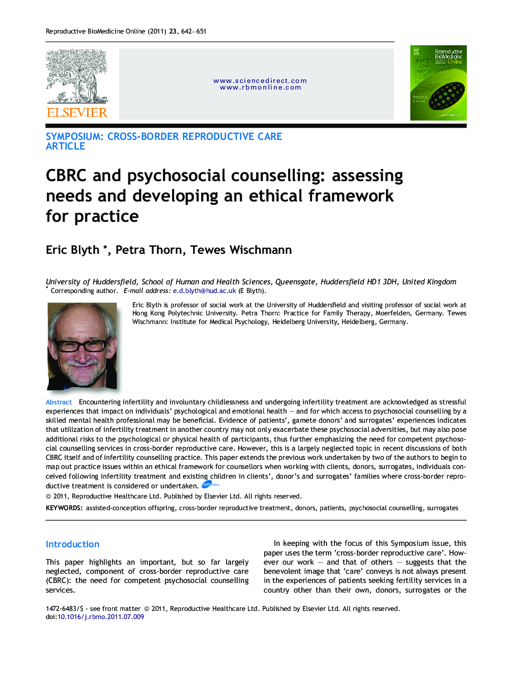 CBRC and psychosocial counselling: assessing needs and developing an ethical framework for practice 