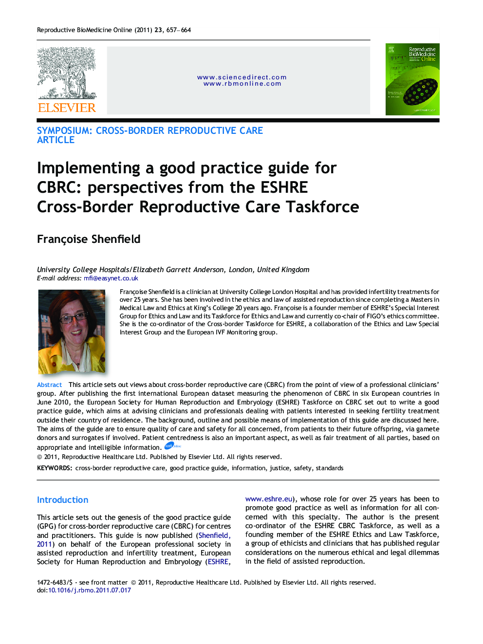 Implementing a good practice guide for CBRC: perspectives from the ESHRE Cross-Border Reproductive Care Taskforce 