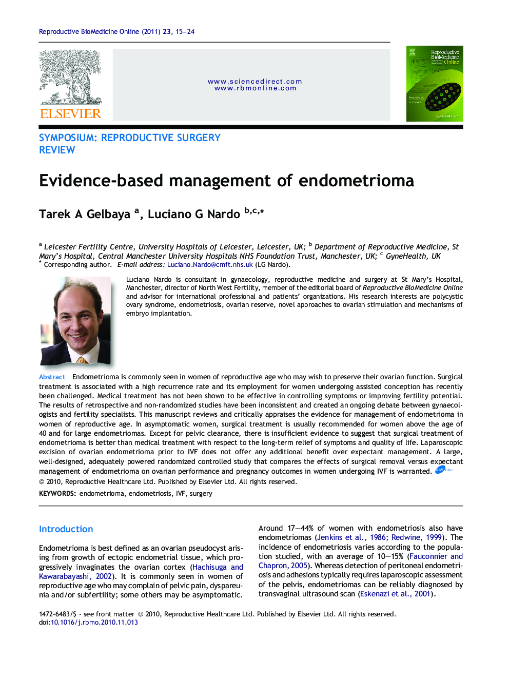 Evidence-based management of endometrioma 