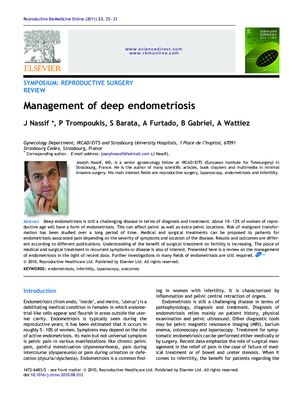 Management of deep endometriosis 