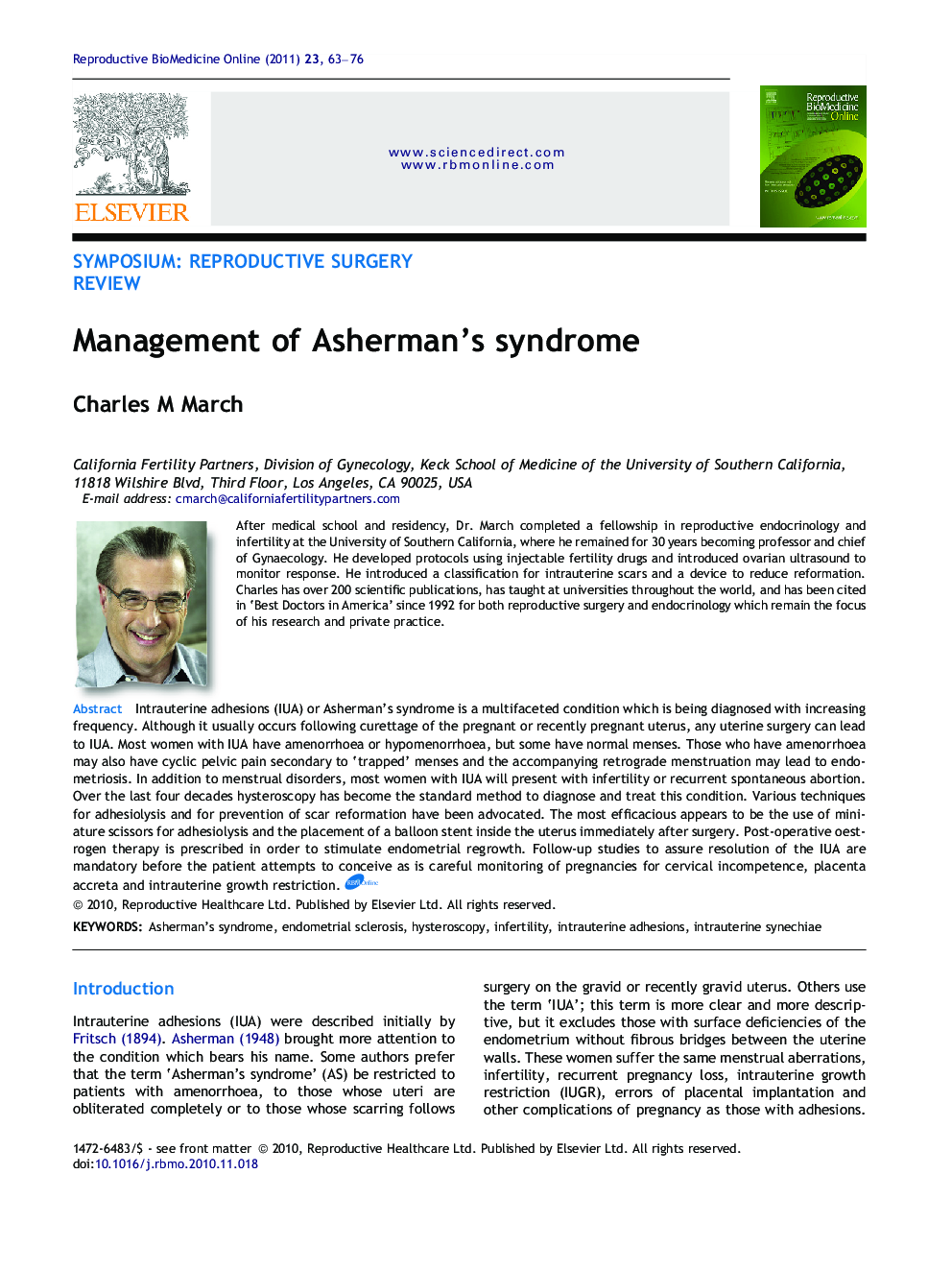 Management of Asherman’s syndrome 