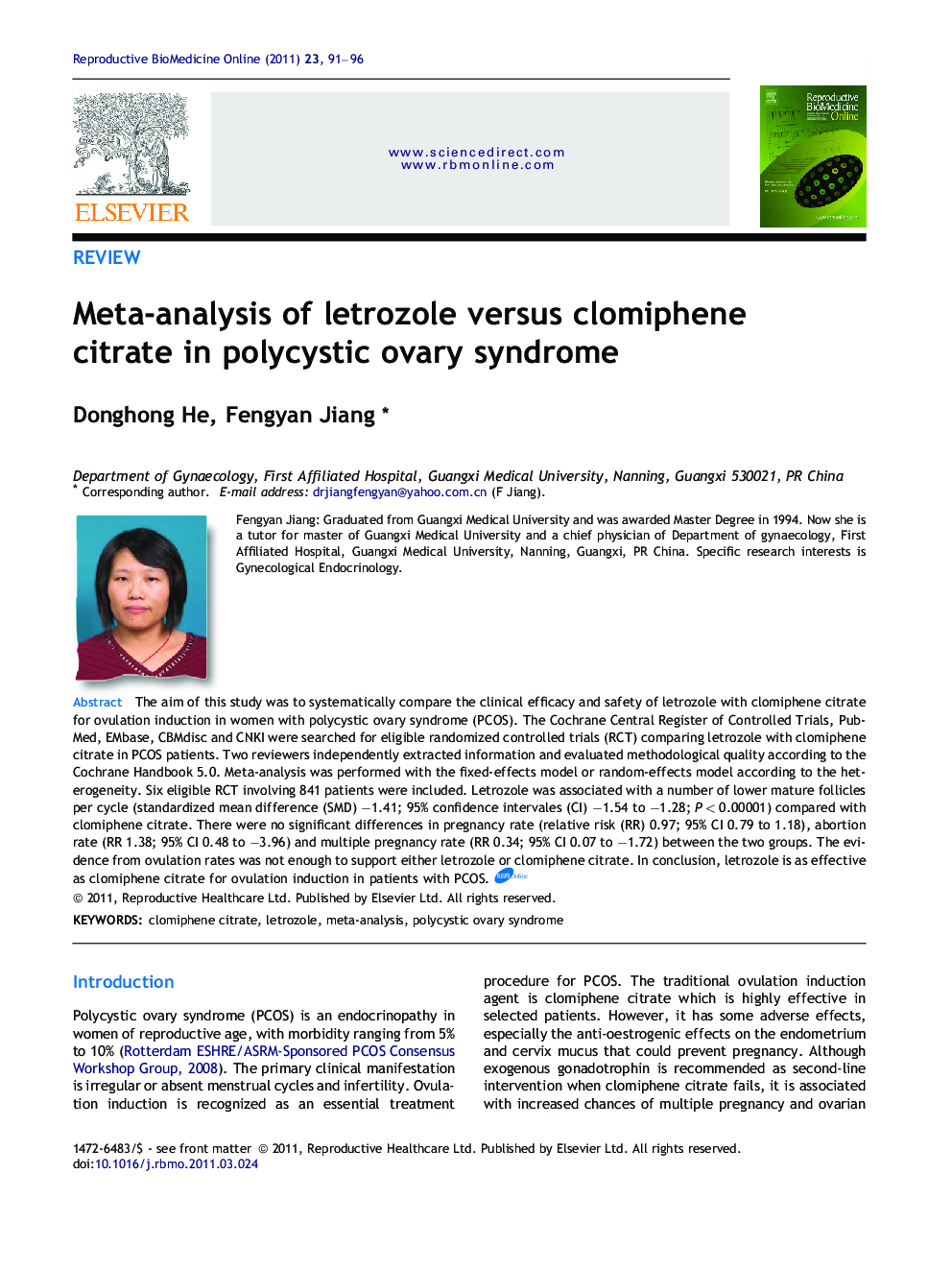 Meta-analysis of letrozole versus clomiphene citrate in polycystic ovary syndrome 