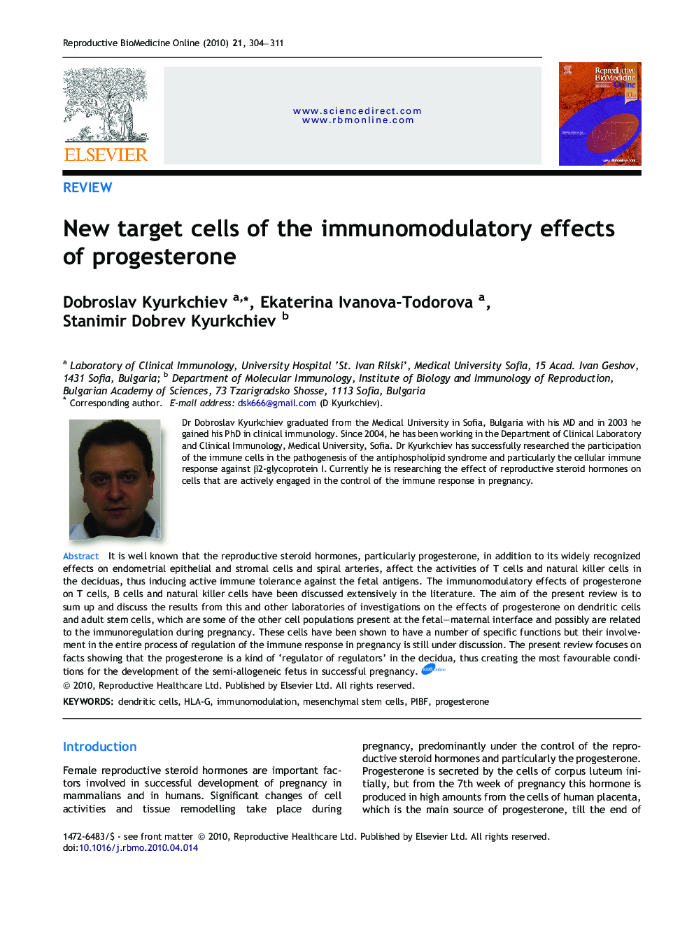 New target cells of the immunomodulatory effects of progesterone 