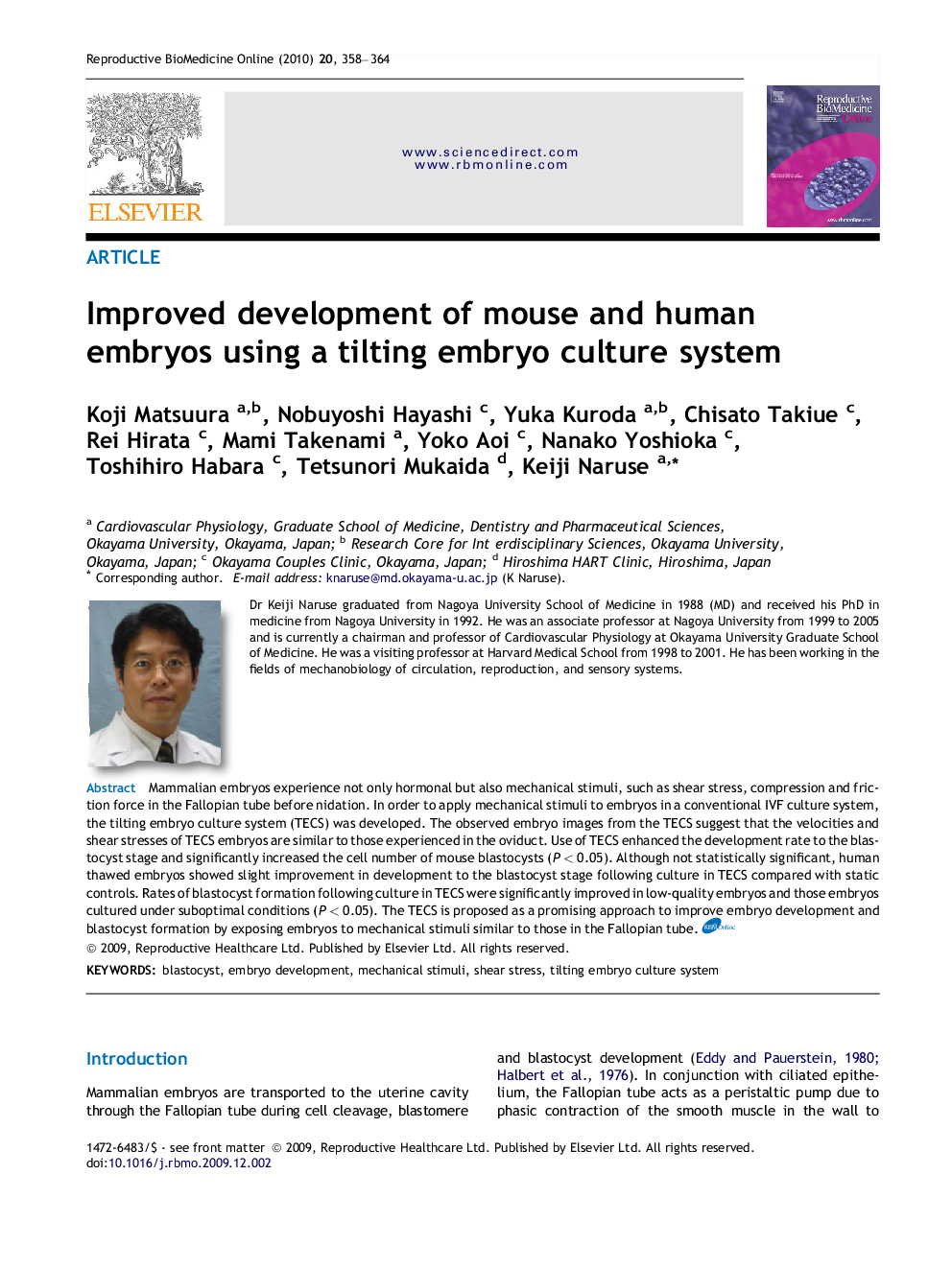 Improved development of mouse and human embryos using a tilting embryo culture system 