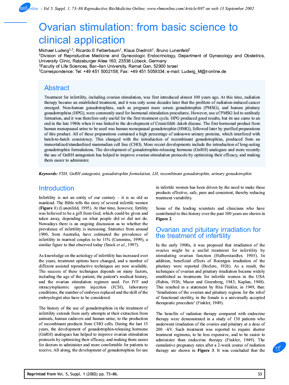 Ovarian stimulation: from basic science to clinical application