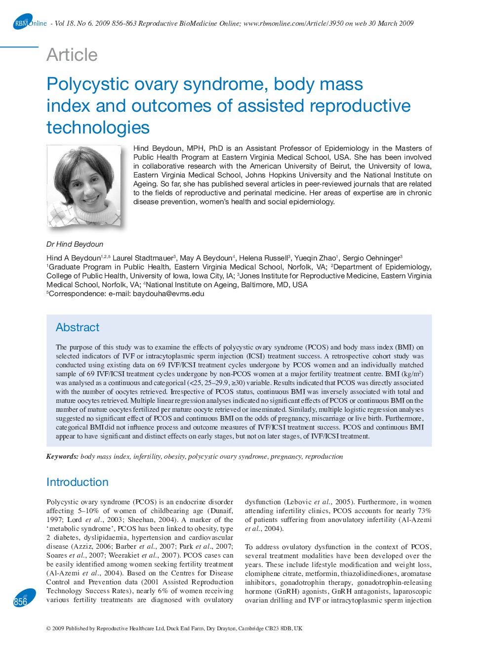 Polycystic ovary syndrome, body mass index and outcomes of assisted reproductive technologies 