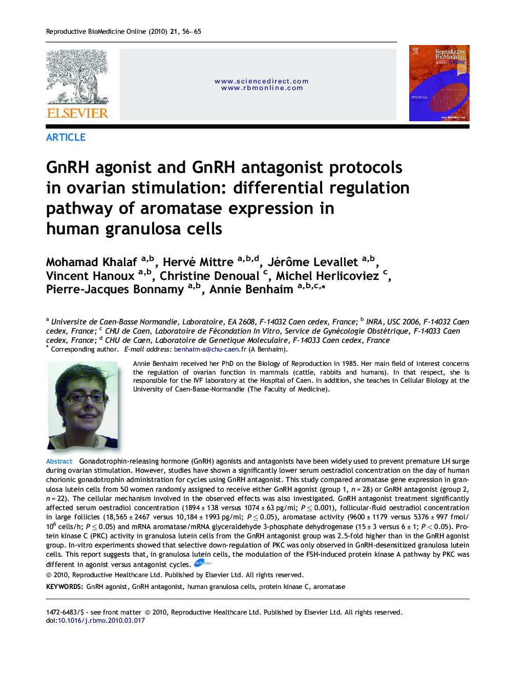 GnRH agonist and GnRH antagonist protocols in ovarian stimulation: differential regulation pathway of aromatase expression in human granulosa cells 