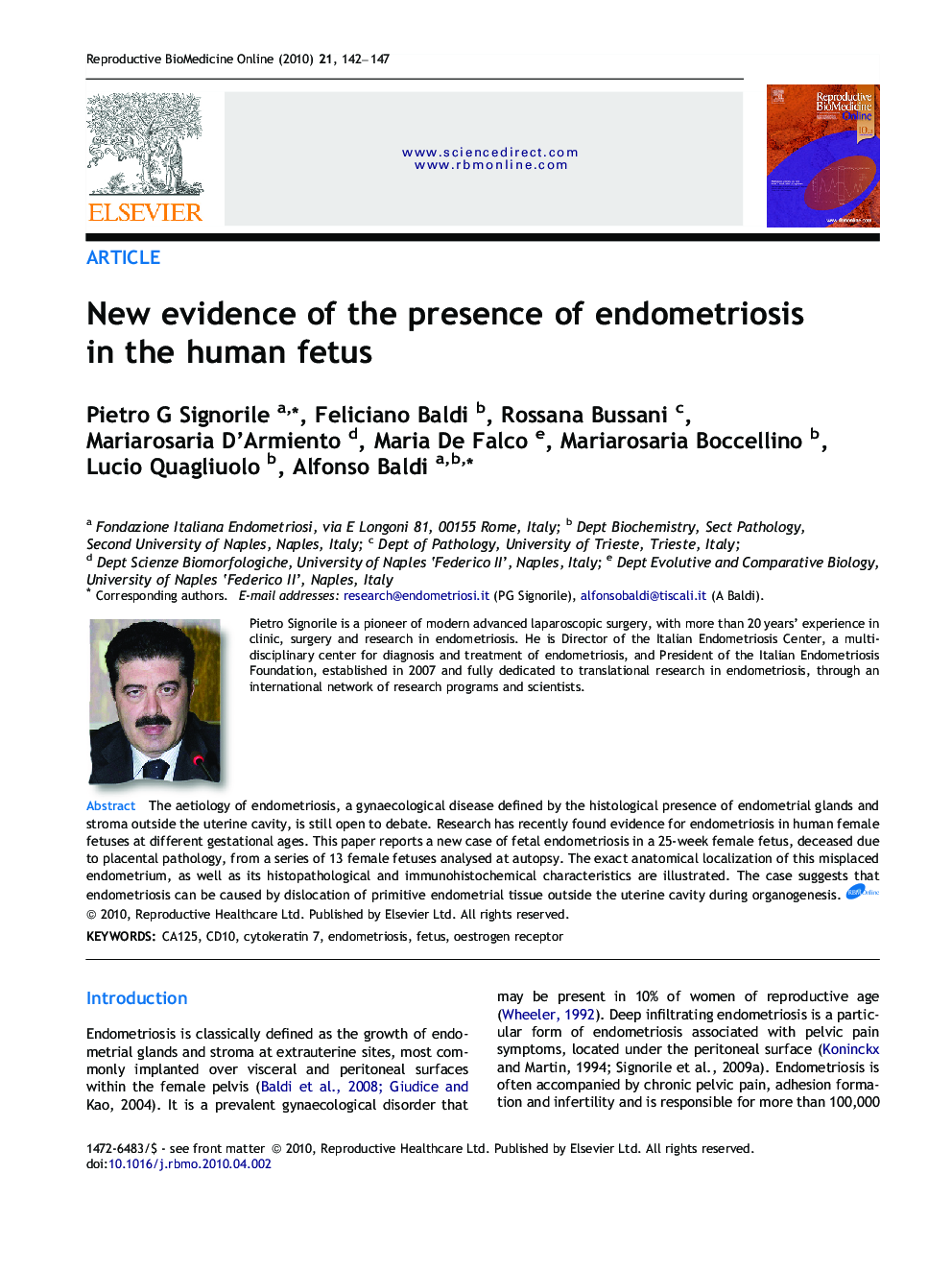 New evidence of the presence of endometriosis in the human fetus