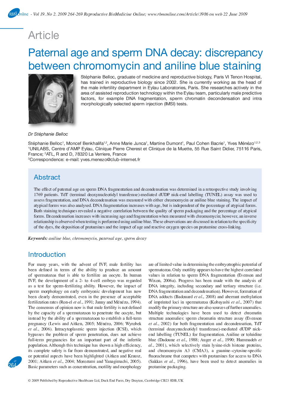 Paternal age and sperm DNA decay: discrepancy between chromomycin and aniline blue staining 