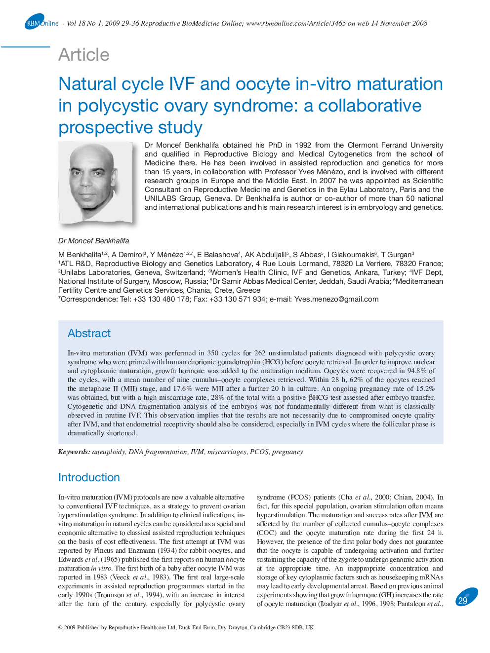 Natural cycle IVF and oocyte in-vitro maturation in polycystic ovary syndrome: a collaborative prospective study