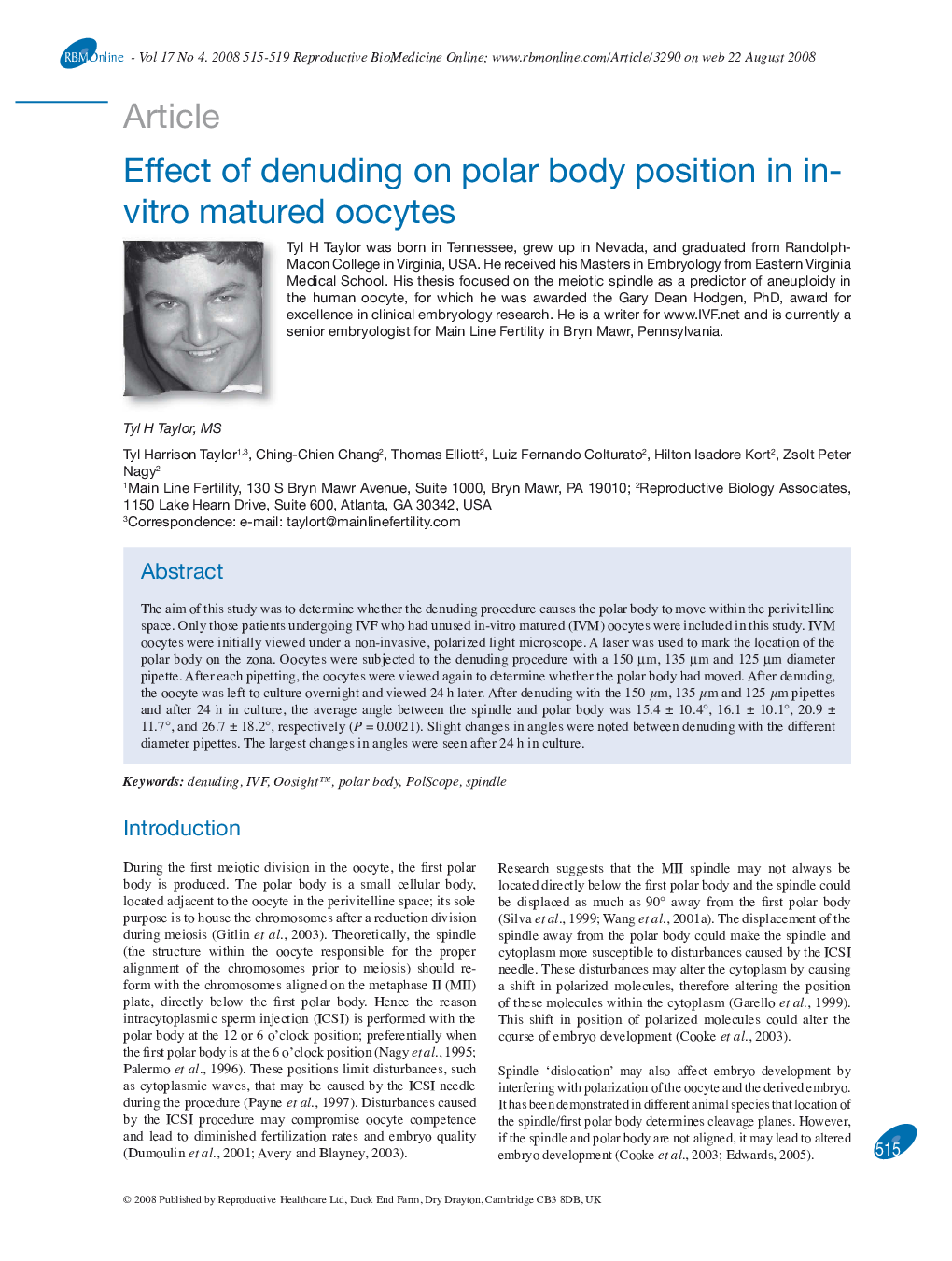 Effect of denuding on polar body position in in-vitro matured oocytes 