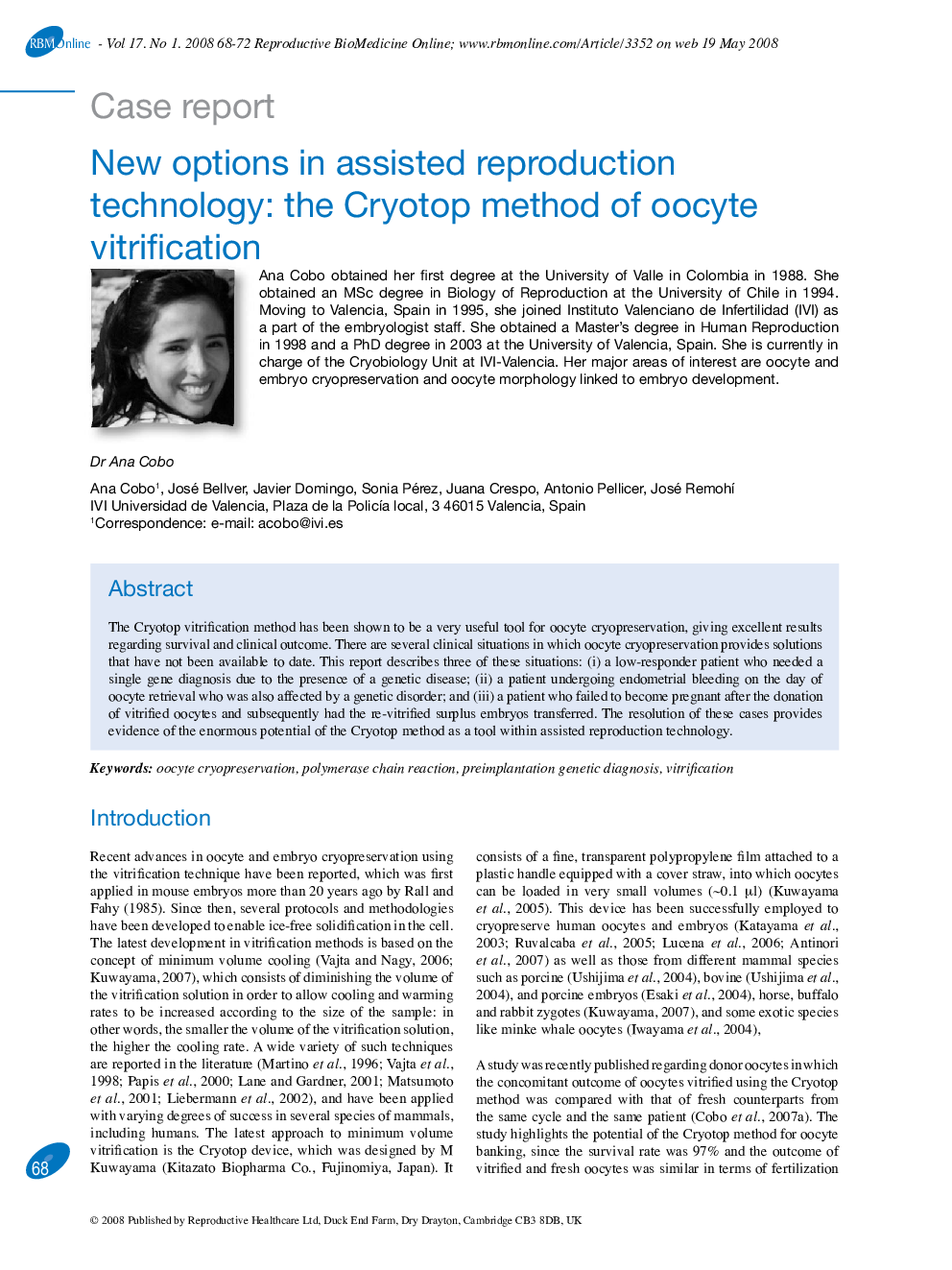 New options in assisted reproduction technology: the Cryotop method of oocyte vitrification 