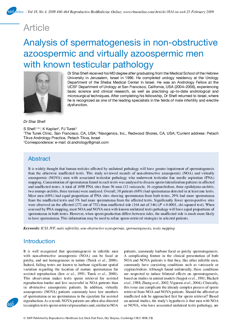 Analysis of spermatogenesis in non-obstructive azoospermic and virtually azoospermic men with known testicular pathology 