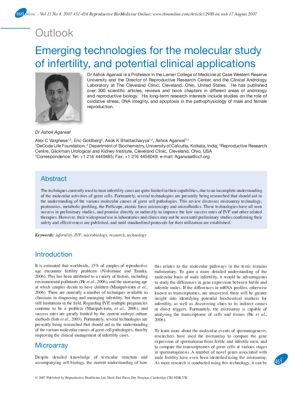 Emerging technologies for the molecular study of infertility, and potential clinical applications