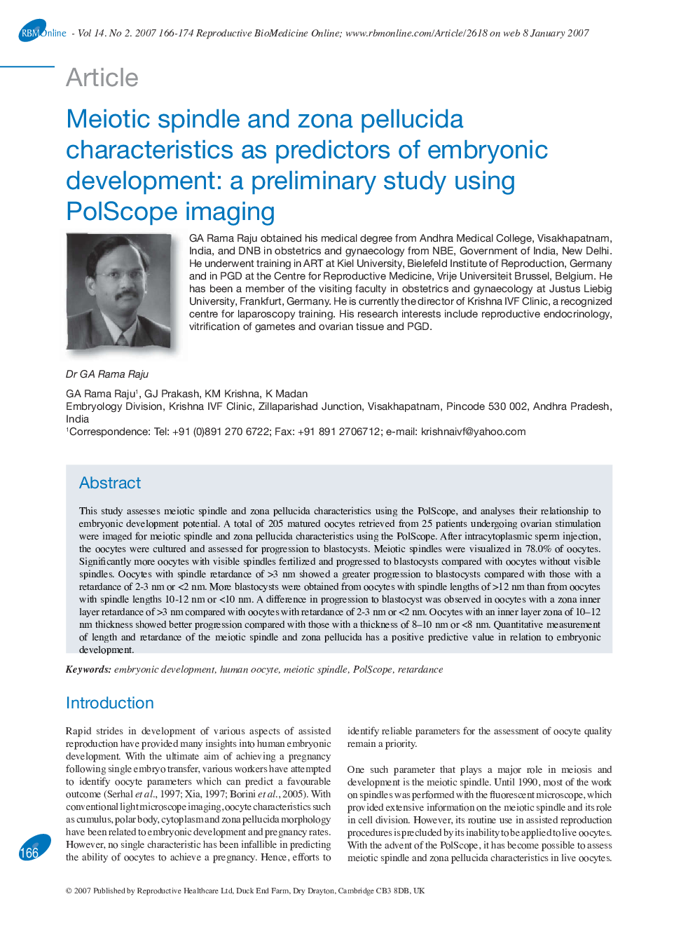 Meiotic spindle and zona pellucida characteristics as predictors of embryonic development: a preliminary study using PolScope imaging