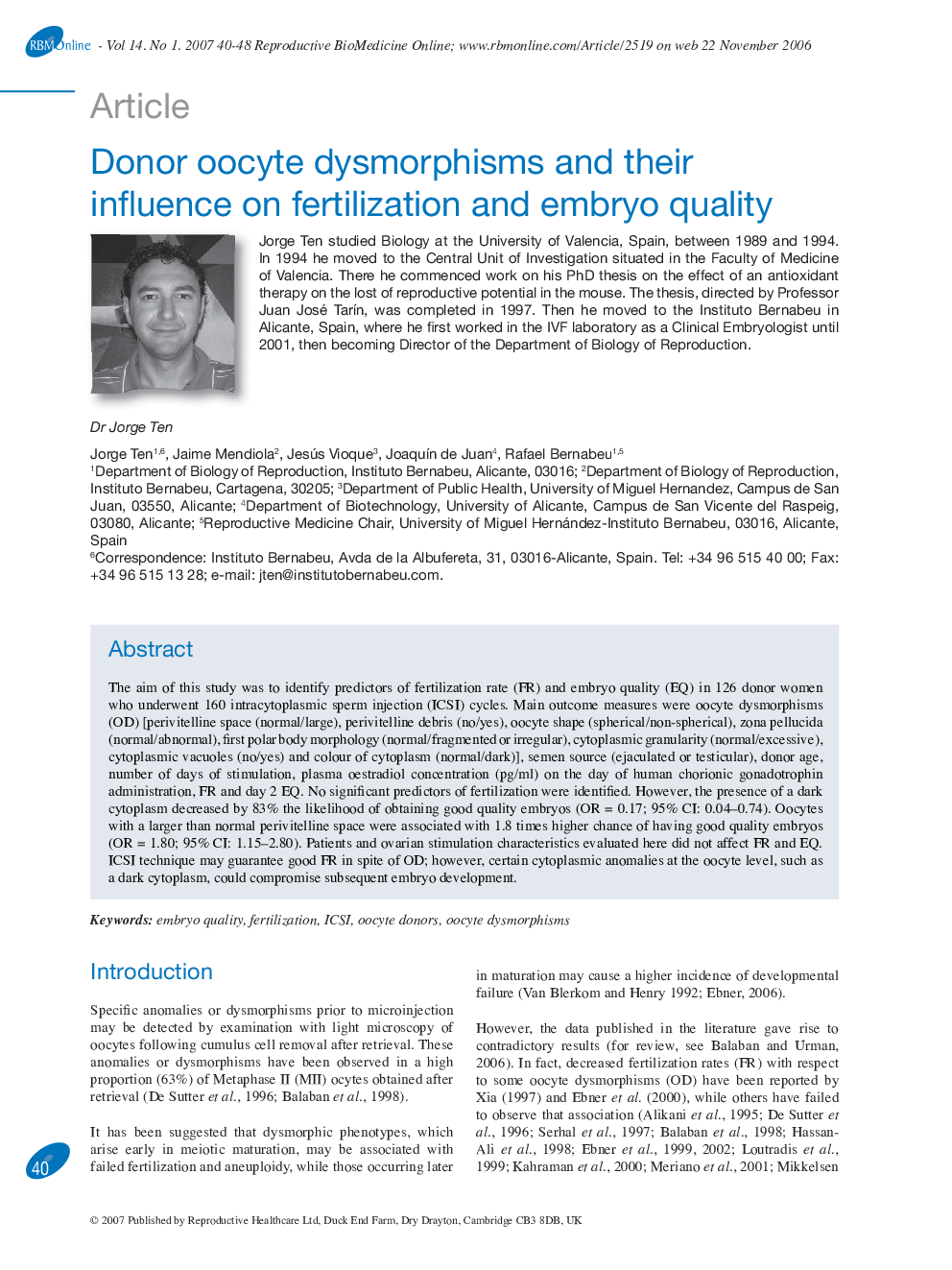 Donor oocyte dysmorphisms and their influence on fertilization and embryo quality