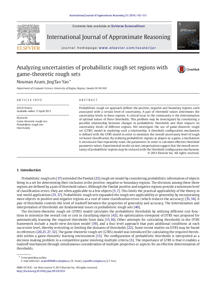 Analyzing uncertainties of probabilistic rough set regions with game-theoretic rough sets