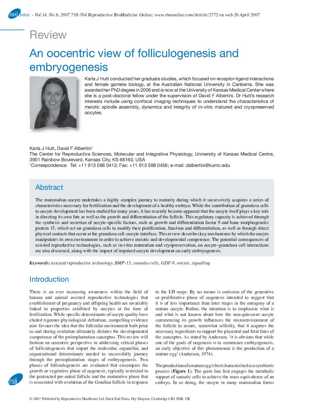 An oocentric view of folliculogenesis and embryogenesis 