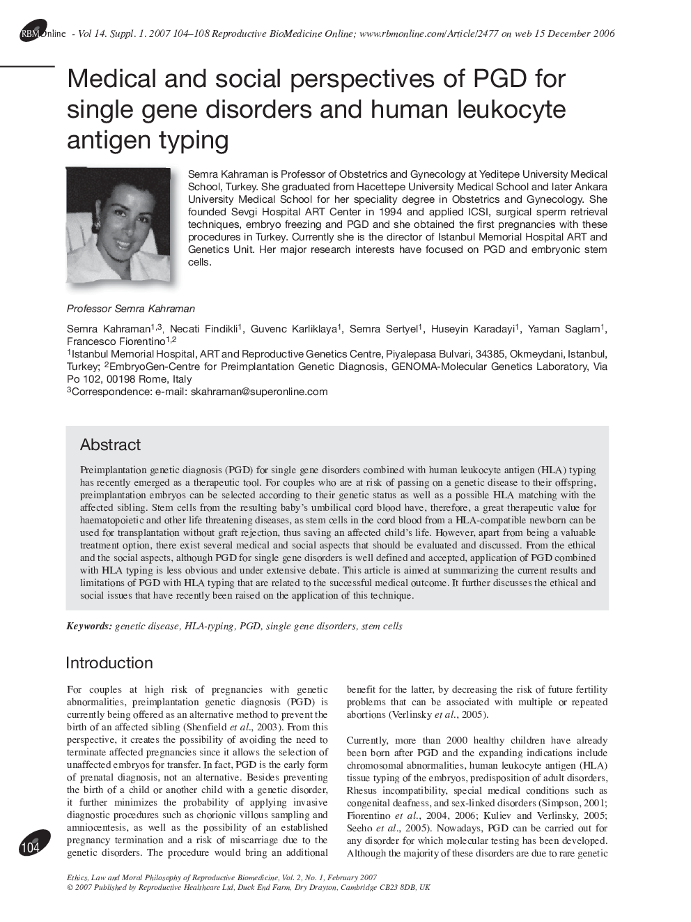 Medical and social perspectives of PGD for single gene disorders and human leukocyte antigen typing