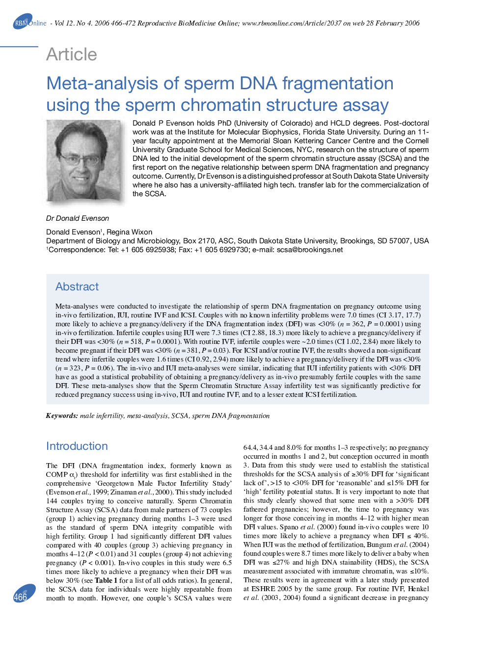 Meta-analysis of sperm DNA fragmentation using the sperm chromatin structure assay