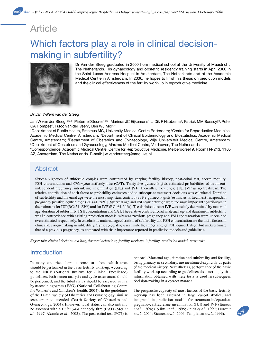 Which factors play a role in clinical decision-making in subfertility?