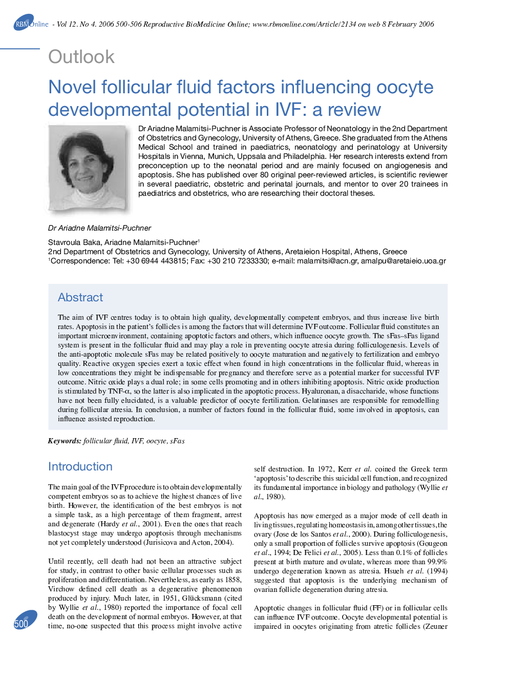 Novel follicular fluid factors influencing oocyte developmental potential in IVF: a review 