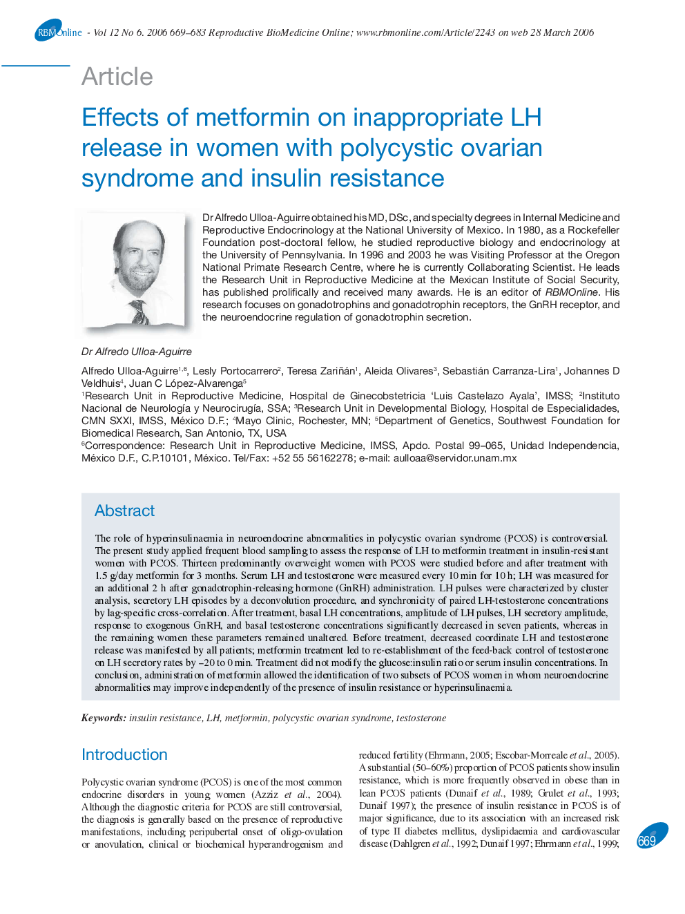 Effects of metformin on inappropriate LH release in women with polycystic ovarian syndrome and insulin resistance