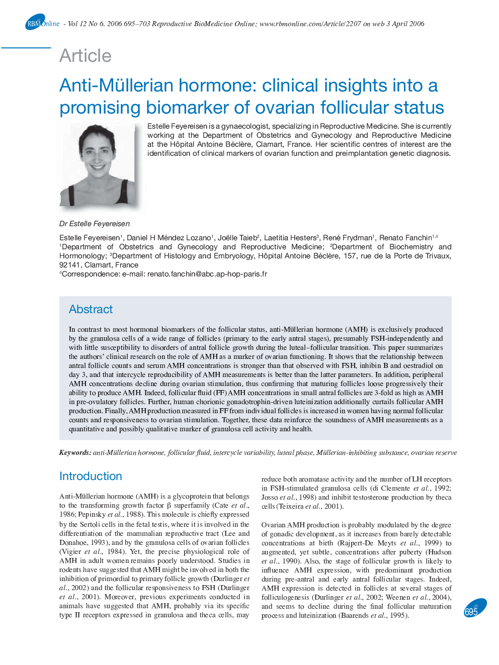 Anti-Müllerian hormone: clinical insights into a promising biomarker of ovarian follicular status 