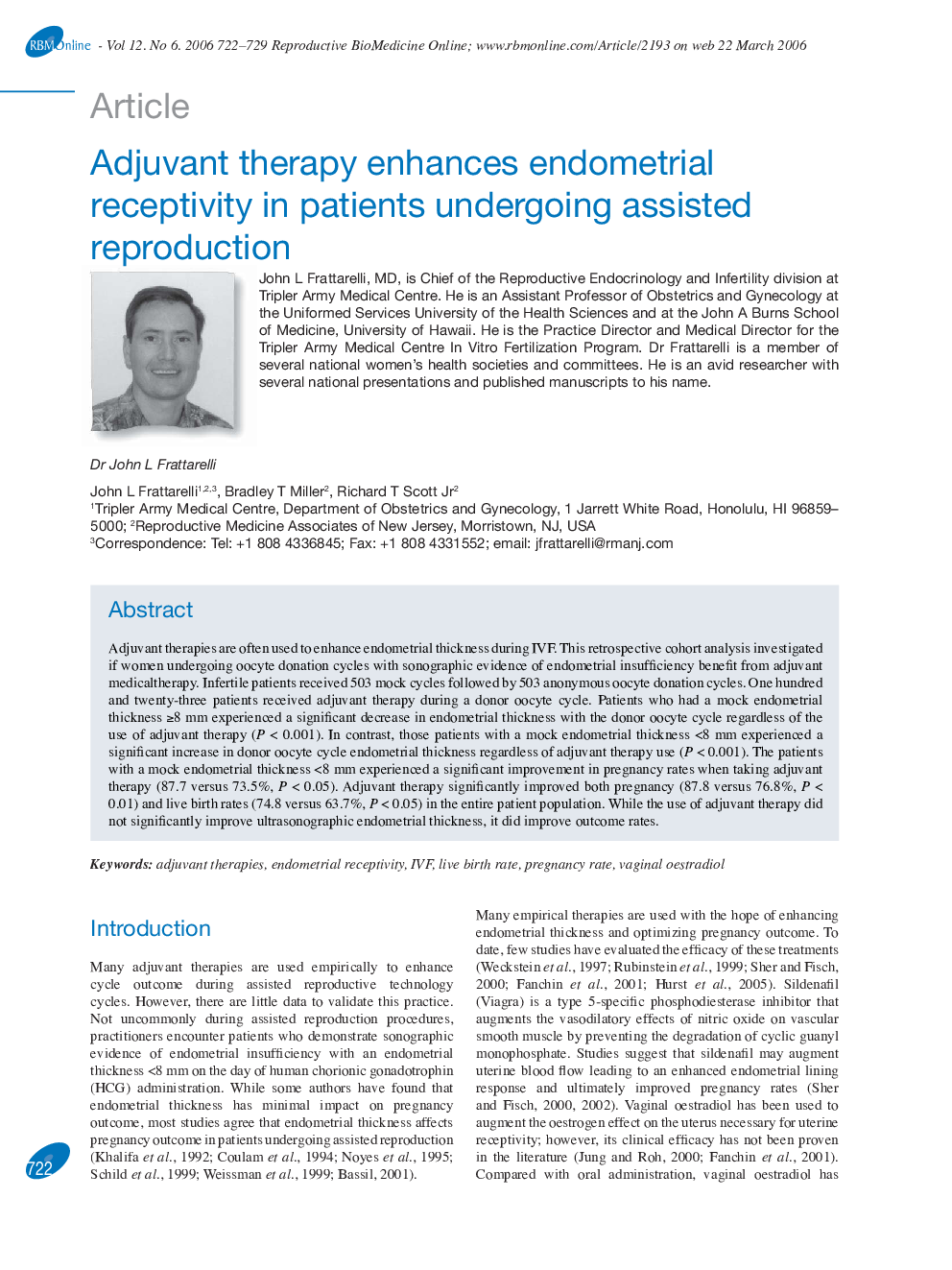 Adjuvant therapy enhances endometrial receptivity in patients undergoing assisted reproduction